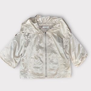 NWT Women’s Silk Culture Cropped Satin Lifestyle Jacket/Blazer Cream Small